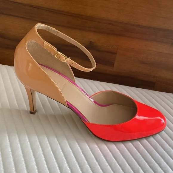 J. Crew Coraline Patent Leather Colorblock Ankle Strap Pumps Heels. Size 10. - Picture 8 of 13